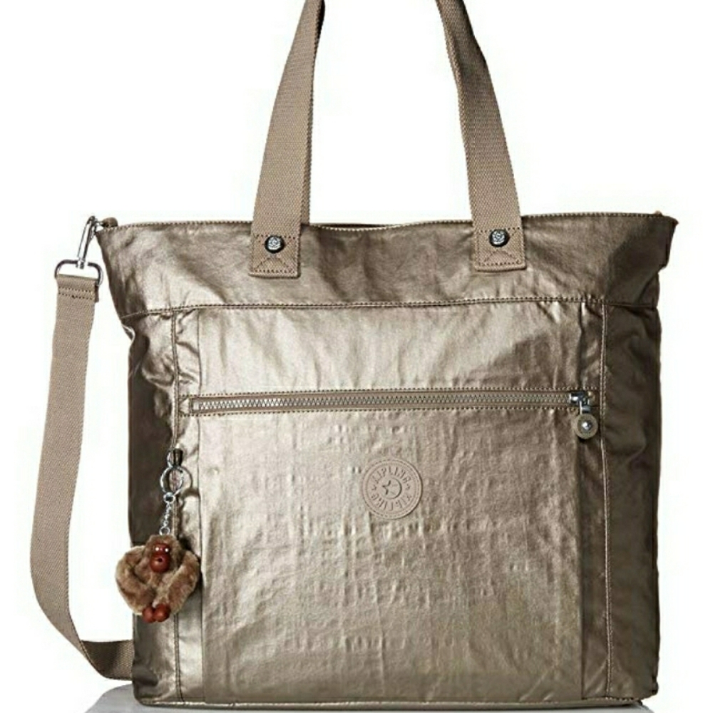 Kipling Lizzie Laptop Totebag - metallic pewter